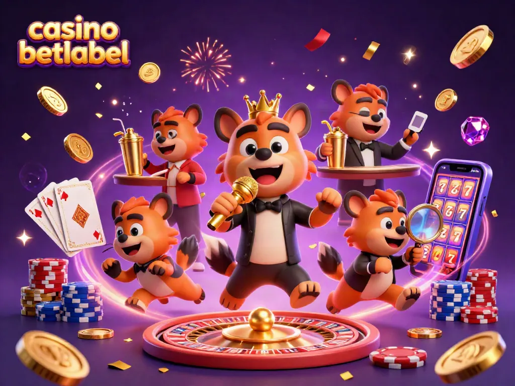 Experience the vibrant atmosphere of casino betlabel with entertaining hyenas in a lively scene filled with games and celebrations.