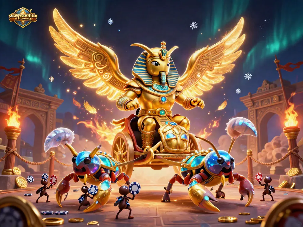 Sissy's Southern Kitchen showcases an energetic gambling scene featuring a golden scarab beetle amidst dynamic casino elements.